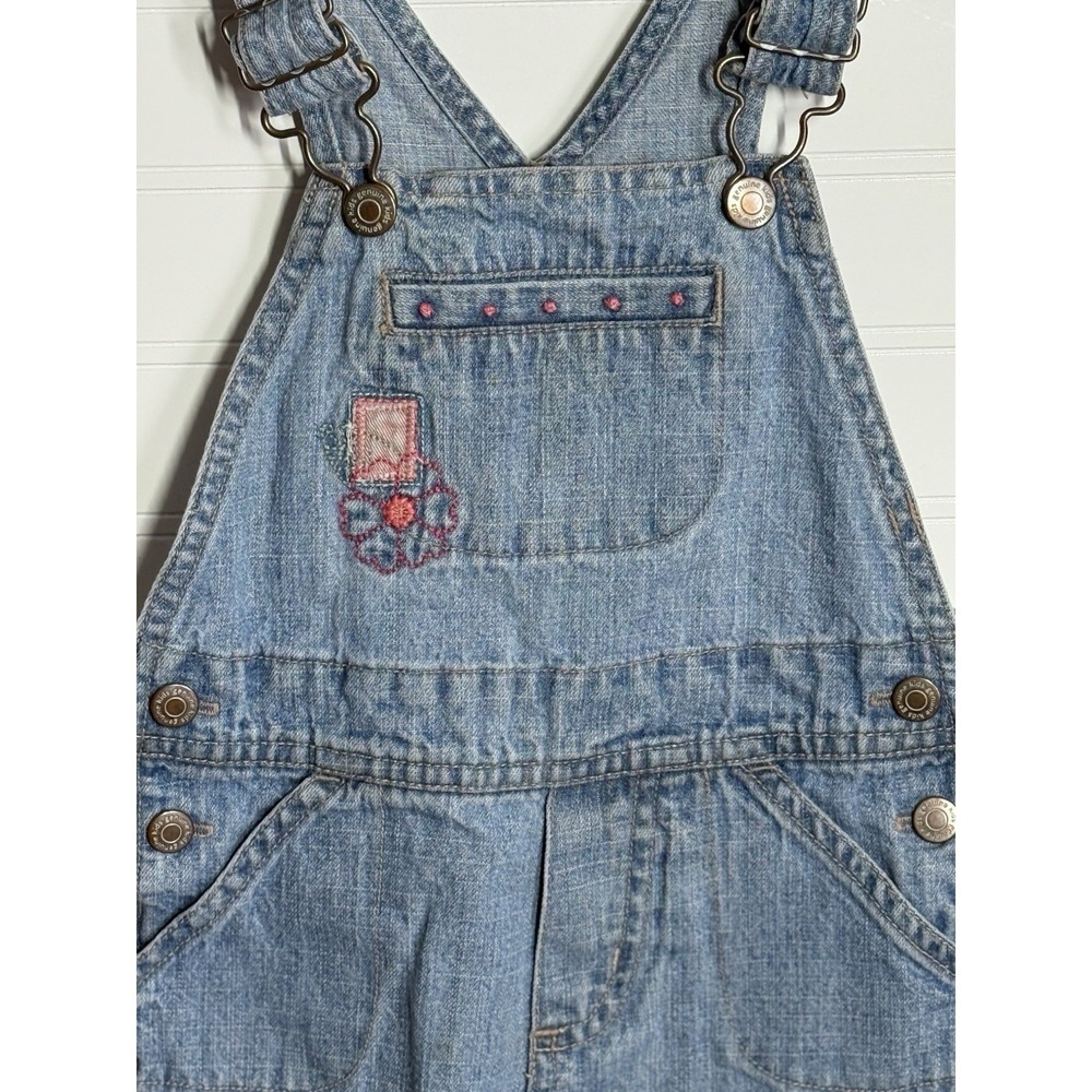 Y2K Genuine Kids Oshkosh Denim Embroidered Overalls Girls 24mths - Picture 8 of 12